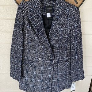 Windowpane Plaid Double Breasted Blazer